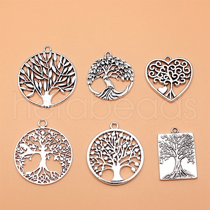 6Pcs Tibetan Style Alloy Pendants PW-WG3E7ED-01-1