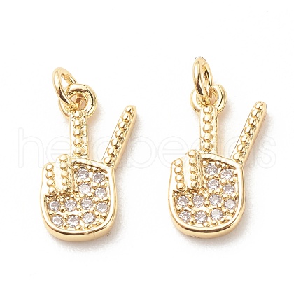 Brass Micro Pave Clear Cubic Zirconia Pendants ZIRC-P099-10G-1