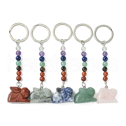 Rabbit Natural Gemstone Keychain KEYC-F040-01-1