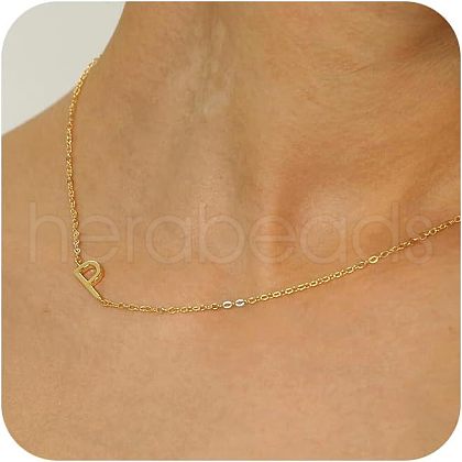 Brass Initial Link Chain Necklaces for Women FS-WG848C9-16-1