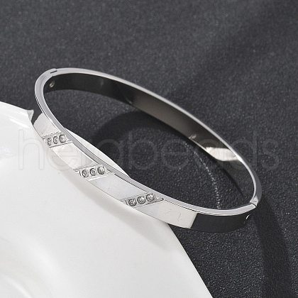 304 Stainless Steel Rhinestone Bangles for Women BJEW-Z092-16P-1