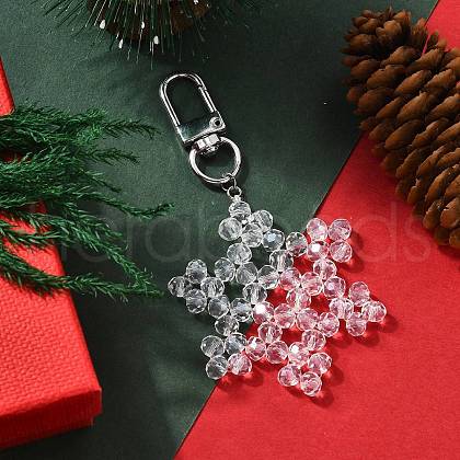 Electroplate Glass Snowflake  Pendant Decoration HJEW-TA00351-1