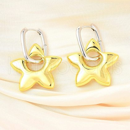 Star Brass Hoop Earrings for Women EJEW-U057-06C-03GP-1