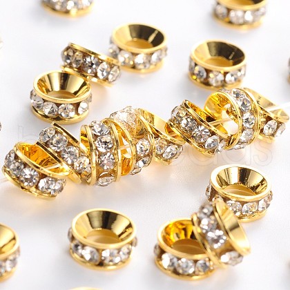 Brass Rhinestone Spacer Beads RB-A020-7mm-01G-1