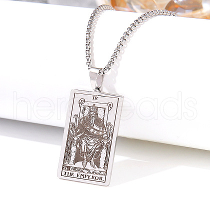 Retro Hip-hop 304 Stainless Steel Tarot Pendant Necklaces for Men FS-WGEC43A-06-1