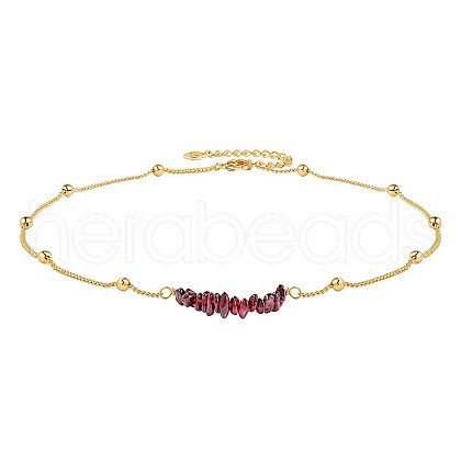 Natural Garnet Chip Beaded Necklaces FS-WG520B1-03-1