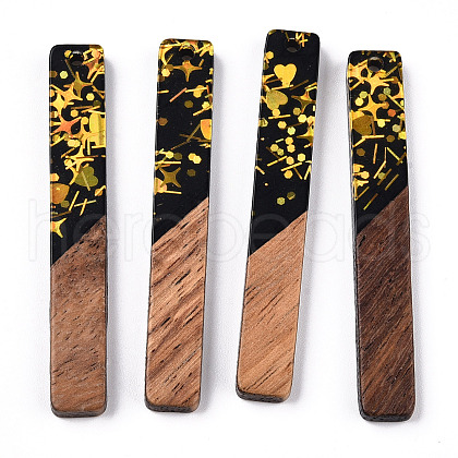 Opaque Resin & Walnut Wood Big Pendants RESI-N039-36-1