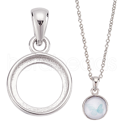 BENECREAT 1Pc 925 Sterling Silver Pendant Cabochon Settings STER-BC0002-78B-1