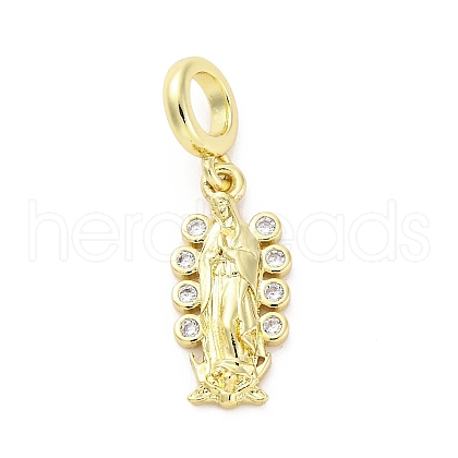 Brass Micro Pave Cubic Zirconia European Dangle Charms KK-D325-25G-01-1