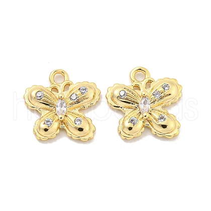 Brass Micro Pave Clear Cubic Zirconia Charms KK-Z044-19G-1