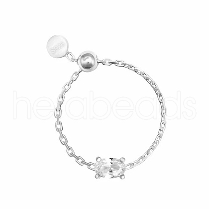 Geometric Shape 925 Sterling Silver Adjustable Chain Finger Rings KH7724-6-1