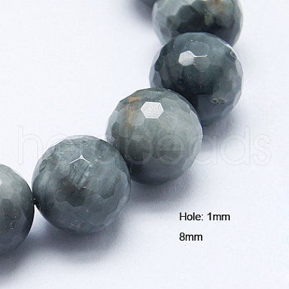 Natural Hawk's Eye Beads Strands G-G213-8mm-12-1