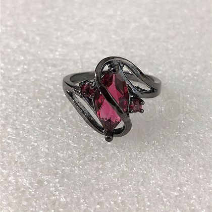 Horse Eye Brass Pave Cubic Zirconia Finger Rings for Women FS-WG8B7C3-03-1