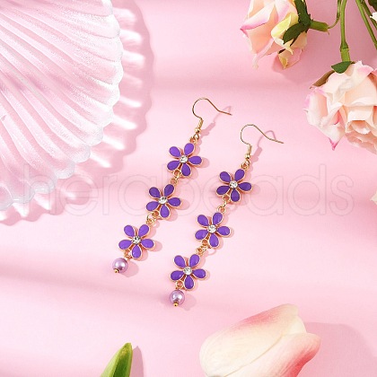 Zinc Alloy Enamel Flower Dangle Earrings EJEW-JE06462-02-1