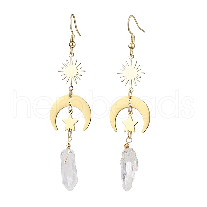 Rough Natural Quartz Crystal Dangle Earrings EJEW-JE05877-02-1