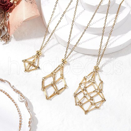 3Pcs 3 Sizes 304 Stainless Steel Macrame Pouch Empty Stone Holder Necklace Making NJEW-JN05237-1