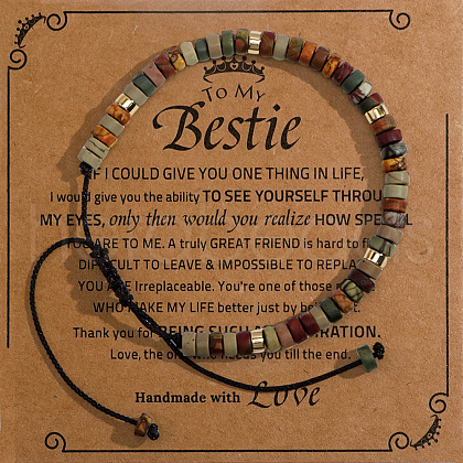 Adjustable Gemstone Braided Bead Bracelets PX1139-26-1