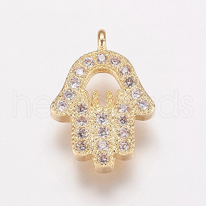 Brass Cubic Zirconia Charms KK-P134-29G-1