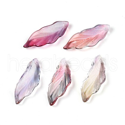Baking Painted Transparent Glass Pendants DGLA-N014-02F-1