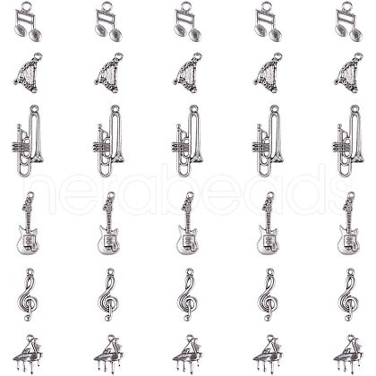 Sets of Musical Instruments Tibetan Style Alloy Pendants TIBEP-PH0004-17AS-1