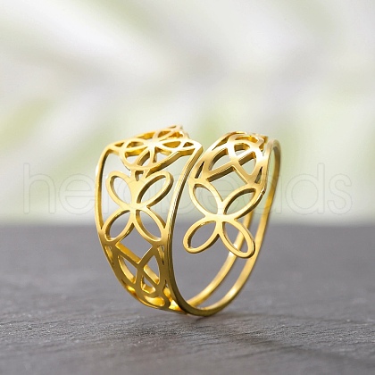 304 Stainless Steel Cuff Rings RJEW-S628-09G-1
