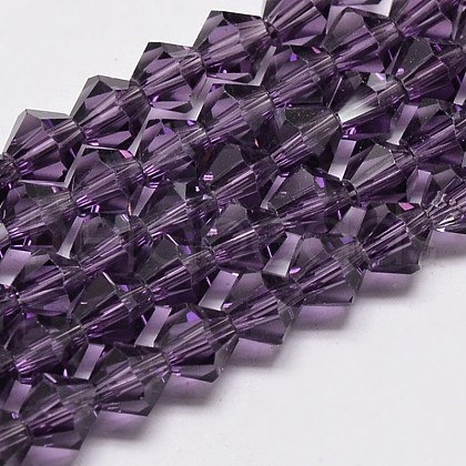 Imitate Austrian Crystal Bicone Glass Beads Strands GLAA-F029-4x4mm-04-1