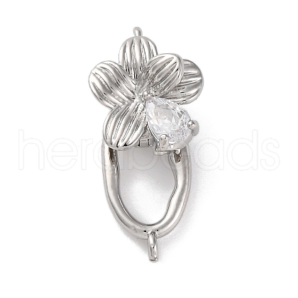 Brass Micro Pave Clear Cubic Zirconia Fold Over Clasps KK-U042-08P-1