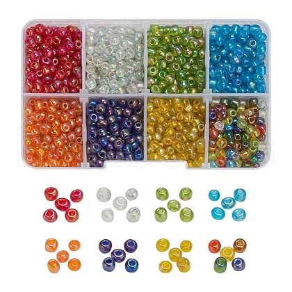 8 Colors Round Glass Seed Beads SEED-YW0001-52-1