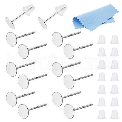 DICOSMETIC 925 Sterling Silver Flat Pad Stud Earring Findings STER-DC0001-57B-1