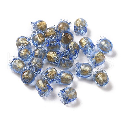 Handmade Gold Foil Lampwork Glass Beads X1-LAMP-G158-02F-1