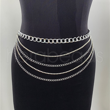 1Pc Alloy Crystal Rhinestone Multi-Layer Link Chian Waist Body Chains for Jeans Dresses WG49084-11-1