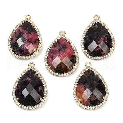 Natural Rhodonite Faceted Pendants G-K347-12G-07-1