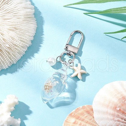 Glow in the Dark Acrylic Conch Pendant Decorations HJEW-JM03290-03-1