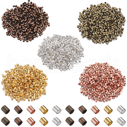 SOFPLATE 3000Pcs 5 Colors Brass Crimp Beads KK-SP0001-86-1