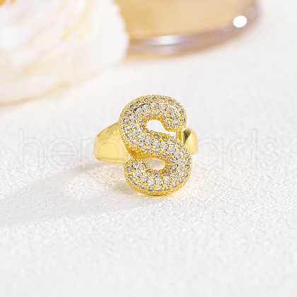 Brass Micro Pave Clear Cubic Zirconia Cuff Rings FS-WGF2B82-16-1