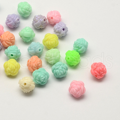 Opaque Acrylic Flower Beads SACR-Q100-M045-1