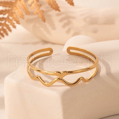 304 Stainless Steel Cuff Bangles for Women BJEW-U032-05G-1