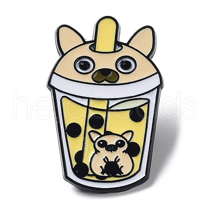 Cartoon Animal Boba Tea Cup Enamel Pin JEWB-E025-01EB-06-1