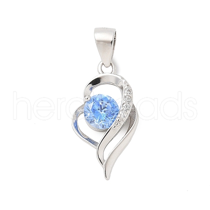 Fine Silver Cubic Zirconia Pendants STER-S008-03B-P-1