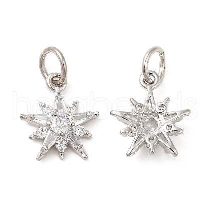 Rack Plating Brass Micro Pave Clear Cubic Zirconia Charms X-KK-Z026-06P-1