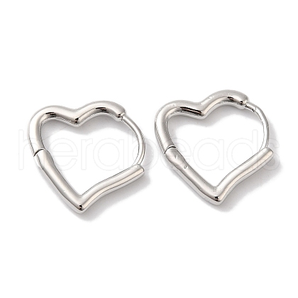 Heart Brass Hoop Earrings for Women EJEW-U008-16P-1