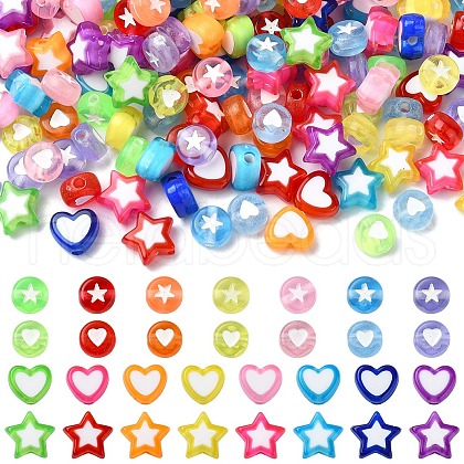 200Pcs 4 Styles Transparent Acrylic Beads OACR-YW0001-97-1