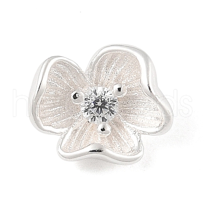925 Sterling Silver Micro Pave Clear Cubic Zirconia Flower Charms STER-R013-09S-1