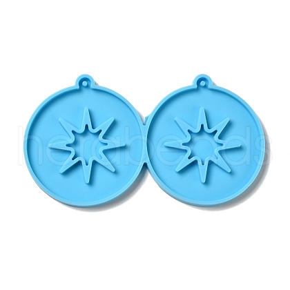 DIY Flat Round with Star Pendant Silicone Molds DIY-I099-14-1