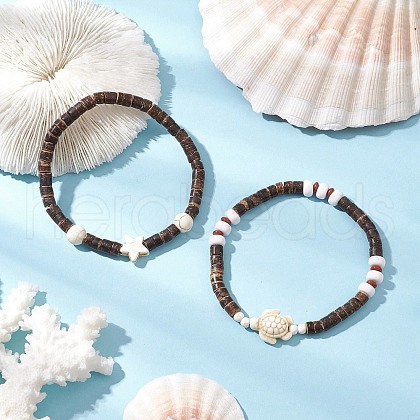 Synthetic Turquoise Beads Stretch Bracelets BJEW-JB11716-1