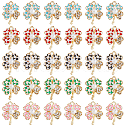 HOBBIESAY 30Pcs 5 Colors Alloy Enamel Pendants ENAM-HY0001-16-1