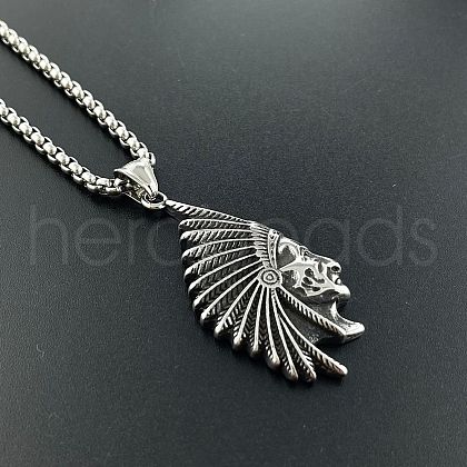 Vintage Native American Stainless Steel Pendant Unisex Necklaces TX4211-1