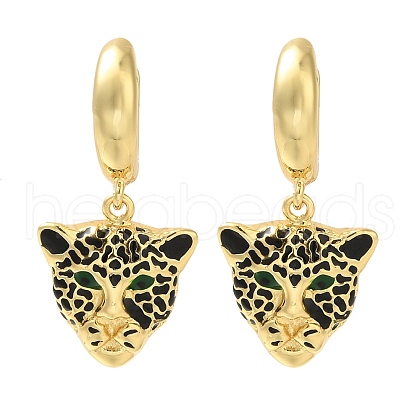 Rack Plating Leopard Brass Hoop Earrings EJEW-H016-30G-1