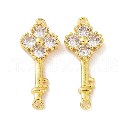 Real 18K Gold Plated Brass Pave Cubic Zirconia Connector Charms KK-L209-042G-01-1