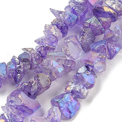 Electroplated Natural Quartz Beads Strands G-M412-01A-04-1